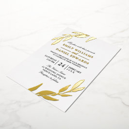 Invitación Con Relieve Metalizado Relieve metalizado dorado deja Boda de hoja de oro