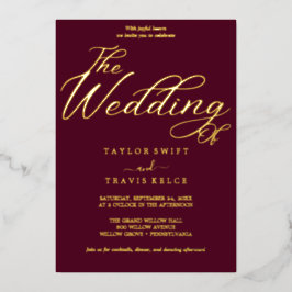 Invitación Con Relieve Metalizado Relieve metalizado dorado elegante | Boda de marco