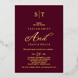 Invitación Con Relieve Metalizado Relieve metalizado dorado elegante | Boda de Monog