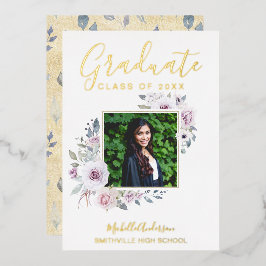 Invitación Con Relieve Metalizado Relieve metalizado dorado Floral Lavender Graduaci