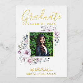 Invitación Con Relieve Metalizado Relieve metalizado dorado Floral Lavender Graduaci