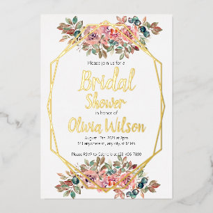 Invitación Con Relieve Metalizado Relieve metalizado dorado floral marco dorado duch