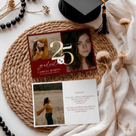 Invitación Con Relieve Metalizado Relieve metalizado dorado Graduación Borgoña Clase