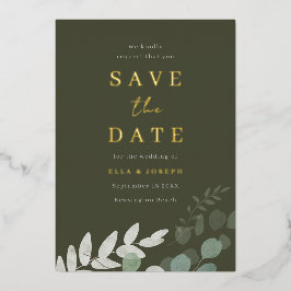 Invitación Con Relieve Metalizado Relieve metalizado Dorado Leaf Verde Boda De Oliva
