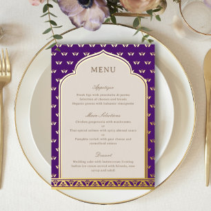 Invitación Con Relieve Metalizado Relieve metalizado dorado Lotus Flower Indian Boda