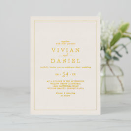 Invitación Con Relieve Metalizado Relieve metalizado dorado minimalista | Boda de Iv