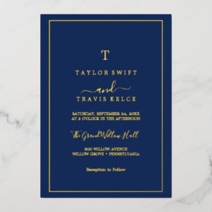 Invitación Con Relieve Metalizado Relieve metalizado dorado minimalista   Boda de Mo