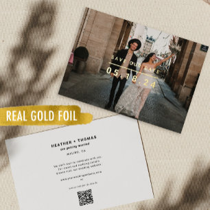 Invitación Con Relieve Metalizado Relieve metalizado dorado Minimalista Guardar nues