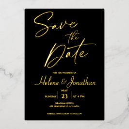 Invitación Con Relieve Metalizado Relieve metalizado dorado Monograma Negro Guardar 