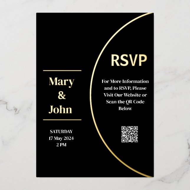 Invitación Con Relieve Metalizado Relieve metalizado dorado personalizado Boda blanc (Anverso)