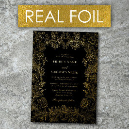 Invitación Con Relieve Metalizado Relieve metalizado dorado Real Elegante Floral Bod