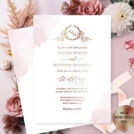 Invitación Con Relieve Metalizado Relieve metalizado dorado Real Elegante Rosa Polvo