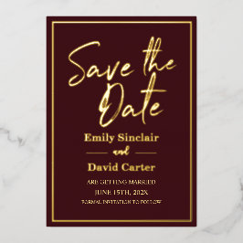 Invitación Con Relieve Metalizado Relieve metalizado dorado real en Marsala Salven a