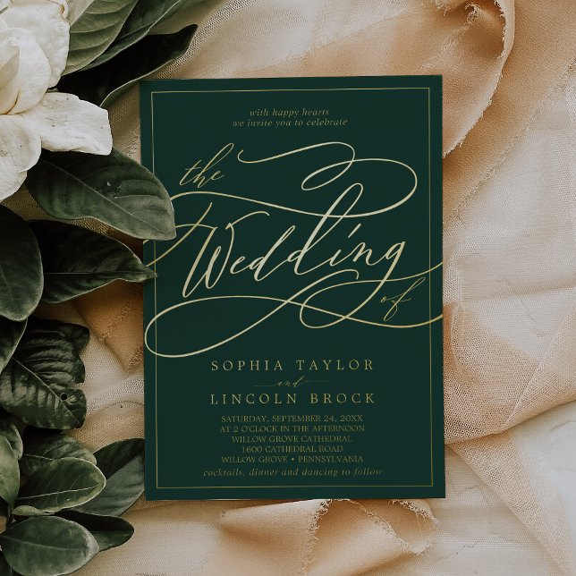 Invitación Con Relieve Metalizado Relieve metalizado dorado romántico | Boda de marc (Subido por el creador)