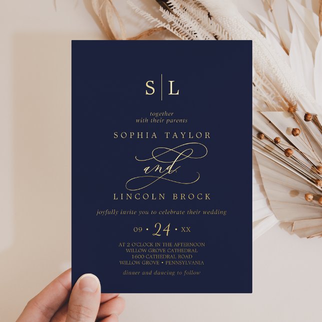 Invitación Con Relieve Metalizado Relieve metalizado dorado romántico | Boda de Mono (Subido por el creador)