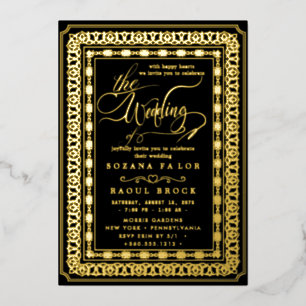 Invitación Con Relieve Metalizado Relieve metalizado dorado romántico Boda del mar