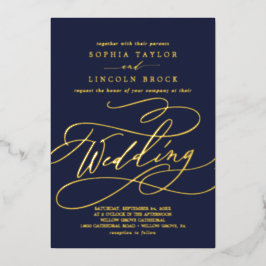 Invitación Con Relieve Metalizado Relieve metalizado dorado romántico | Boda Flouris