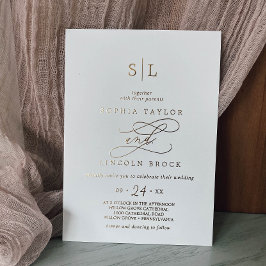 Invitación Con Relieve Metalizado Relieve metalizado dorado romántico caligrafía Bod