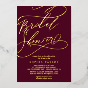 Invitación Con Relieve Metalizado Relieve metalizado dorado romántico Ducha de nov