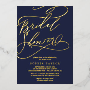 Invitación Con Relieve Metalizado Relieve metalizado dorado romántico Ducha nupcia