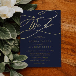 Invitación Con Relieve Metalizado Relieve metalizado dorado romántico | La Marina Fl
