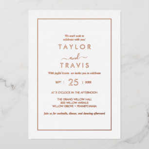 Invitación Con Relieve Metalizado Relieve metalizado dorado Rosa minimalista   Boda 