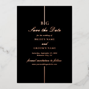 Invitación Con Relieve Metalizado Relieve metalizado dorado Rosa real Boda negra sal