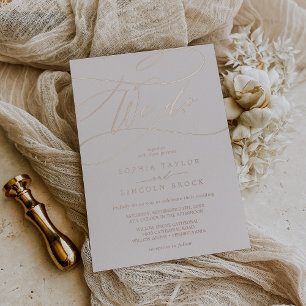 Invitación Con Relieve Metalizado Relieve metalizado dorado Rosa romántico   Rubor W