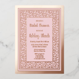 Invitación Con Relieve Metalizado Relieve metalizado dorado rosa rosa rosa Rubor Flo