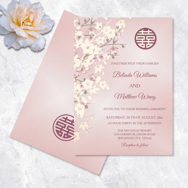 Invitación Con Relieve Metalizado Relieve metalizado dorado rosa rosado  Boda chino (Subido por el creador)