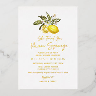 Invitación Con Relieve Metalizado Relieve metalizado dorado Rústico Citrus Lemon Bri