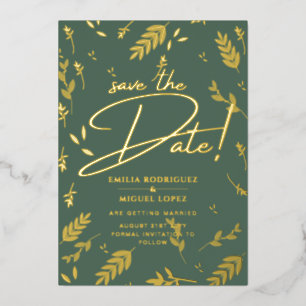 Invitación Con Relieve Metalizado Relieve metalizado dorado Sage Green  Boda Dave Da