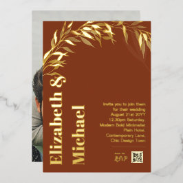 Invitación Con Relieve Metalizado Relieve metalizado dorado todo en 1 Terracotta Fot