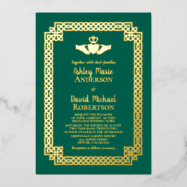 Invitación Con Relieve Metalizado Relieve metalizado dorado verde esmeralda Boda de 