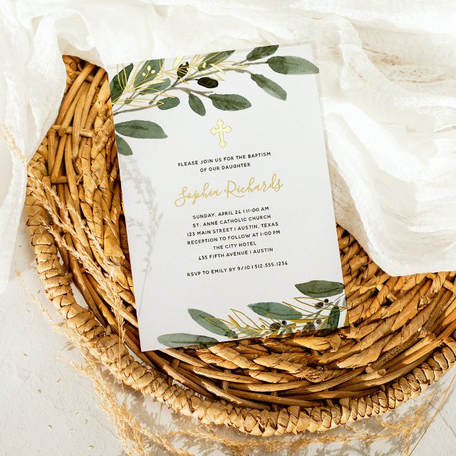 Invitación Con Relieve Metalizado Relieve metalizado dorado y oliva mediterránea dej (Subido por el creador)