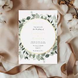 Invitación Con Relieve Metalizado RELIEVE METALIZADO Eucalyptus Greenery Gold Simple