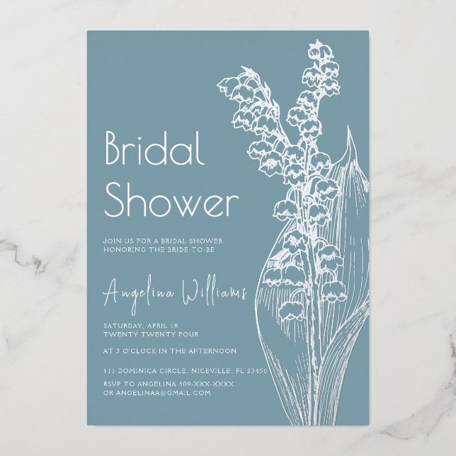 Invitación Con Relieve Metalizado Relieve metalizado Invitación Ducha De Novia. (Anverso)