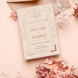 Invitación Con Relieve Metalizado Relieve metalizado moderno con crema y oro I