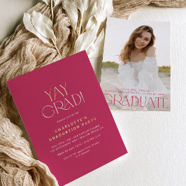 Invitación Con Relieve Metalizado Relieve metalizado moderno de fete | Graduación De
