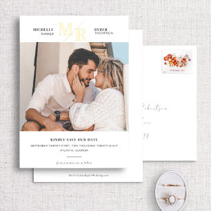 Invitación Con Relieve Metalizado Relieve metalizado Monograma moderno Foto mínima G