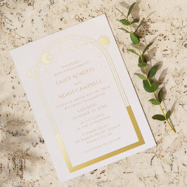 Invitación Con Relieve Metalizado Relieve metalizado Mystical White Gold Celestial S