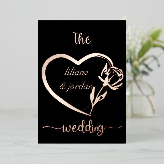 Invitación Con Relieve Metalizado Relieve metalizado negro premium Real Gold Elegant (Anverso de pie)