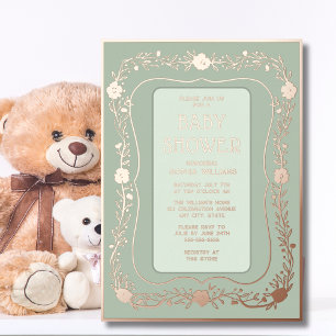 Invitación Con Relieve Metalizado Relieve metalizado neutro de género Baby Shower In