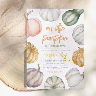 Invitación Con Relieve Metalizado Relieve metalizado Nuestra Pequeña Calabaza Boho C