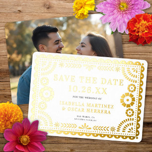 Invitación Con Relieve Metalizado Relieve metalizado Papel Picado Fotomía Boda Guard