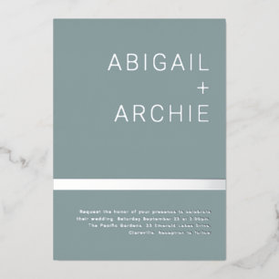 Invitación Con Relieve Metalizado Relieve metalizado plateado Boda Minimalista moder