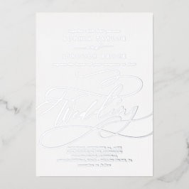 Invitación Con Relieve Metalizado Relieve metalizado plateado romántico caligrafía f