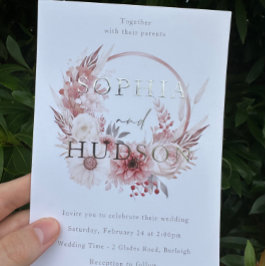 Invitación Con Relieve Metalizado Relieve metalizado plateado rosa oscuro Boda moder