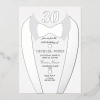 Relieve metalizado plateado Tuxedo Suit Mens 30 Fi