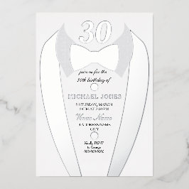 Invitación Con Relieve Metalizado Relieve metalizado plateado Tuxedo Suit Mens 30 Fi